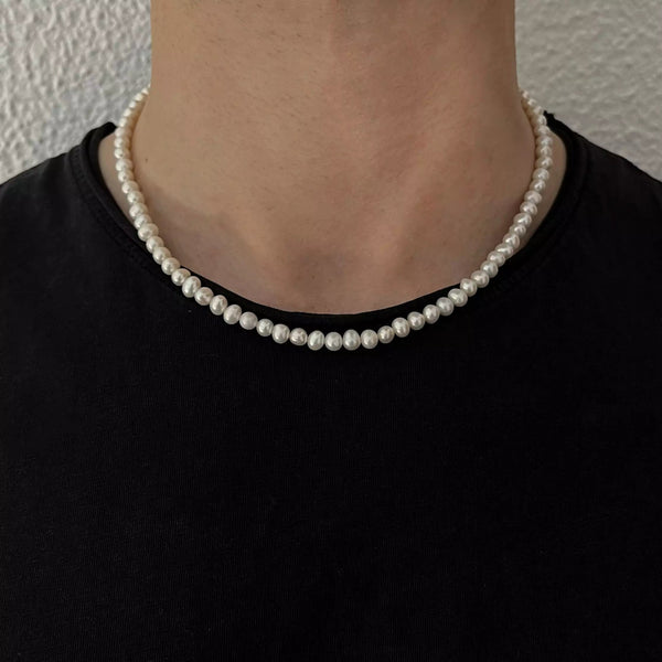 Lost Gen Club BELLAGIO PEARL CHAIN Necklaces 45 cm / White BEL-NEC-SIL